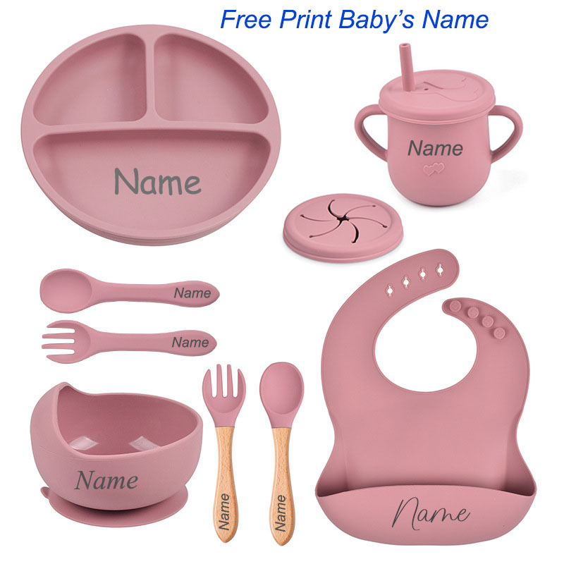 Baby Food Logo - 8 قطعة مجموعة أدوات المائدة سيليكون