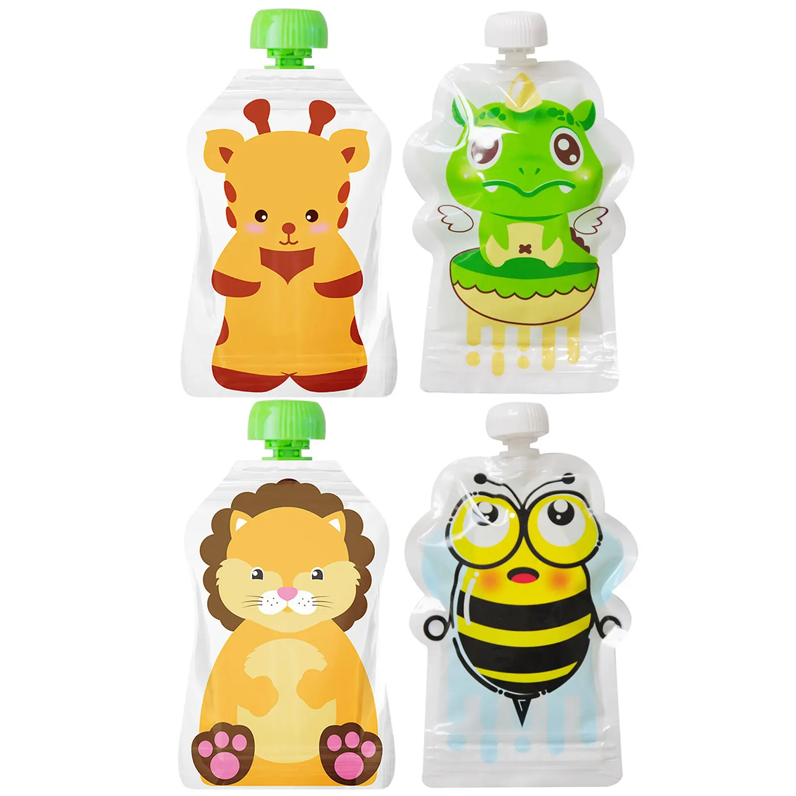 4 قطعة حقيبة تخزين المواد الغذ - مراجعة Baby Food Pouches Reusable وسعره