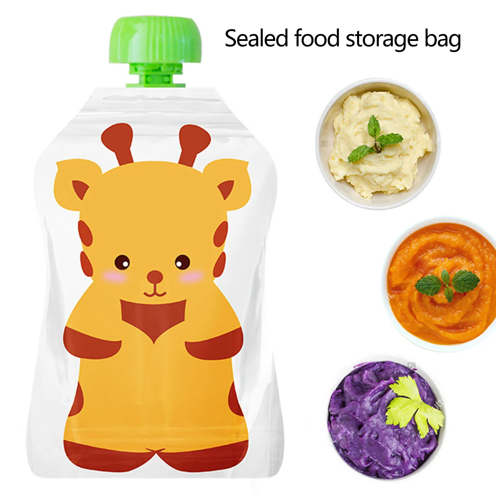 4 قطعة حقيبة تخزين المواد الغذ - مراجعة Baby Food Pouches Reusable وسعره